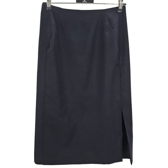 VTG Gucci Womans size 40/4 Navy blue Pencil Skirt Slit Back Button Zipper FLAWS - Picture 1 of 9